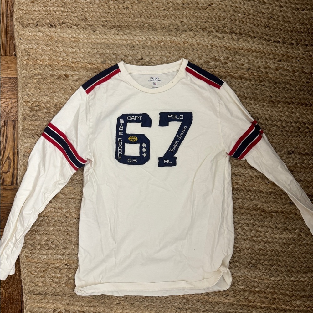 67 SHIRT Polo Ralph Lauren White Shirt with Navy and Red Details